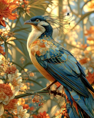 plume tailed thrush art