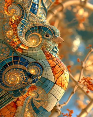 nautilus spiral bird art