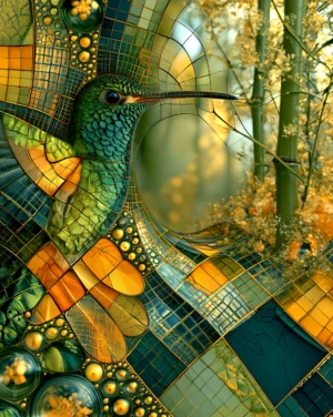 bamboo grove hummingbird art