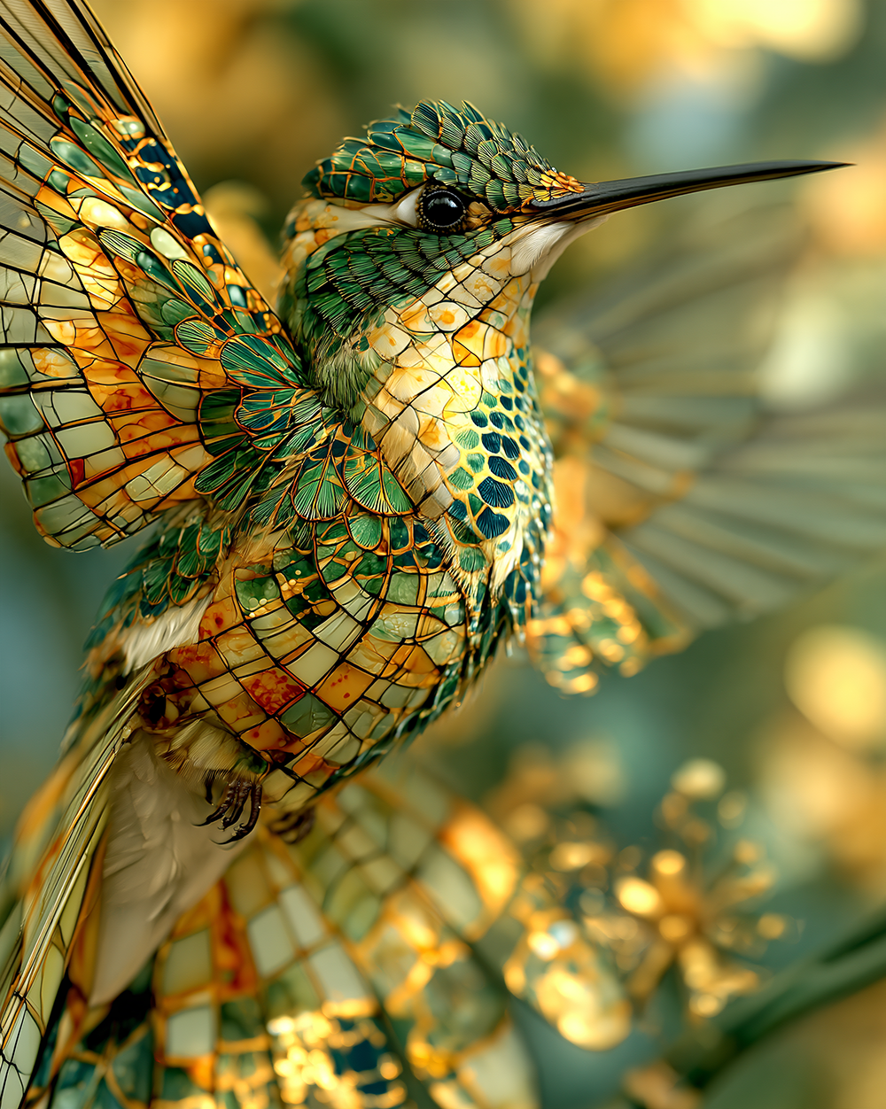 mosaic hummingbird art