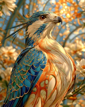 feathered crest kestrel art