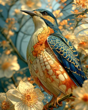 scalloped breast songbird art