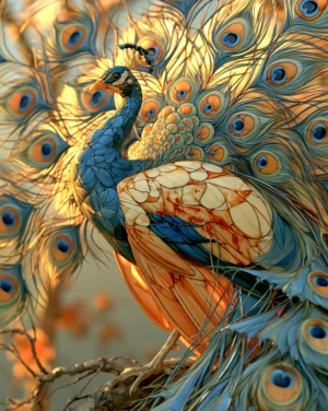peacock full fan art