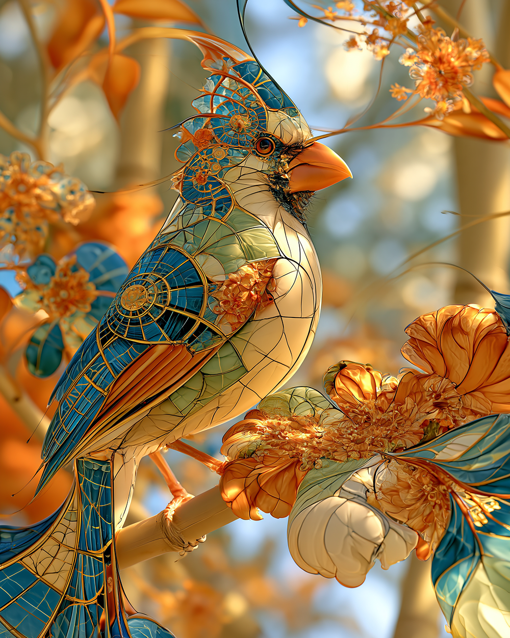 orange bloom cardinal art