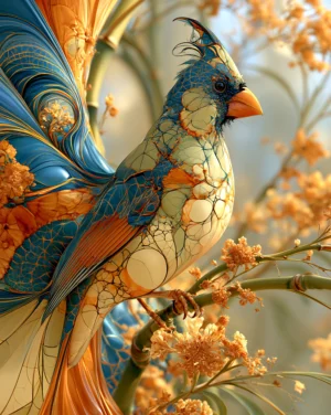 crested cardinal art