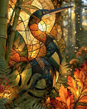 stained glass cormorant art