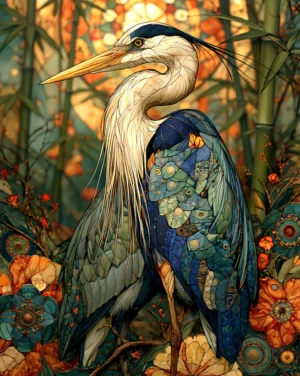 great blue heron art