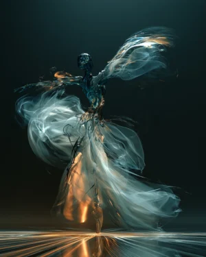 pale veil pirouette dancer art