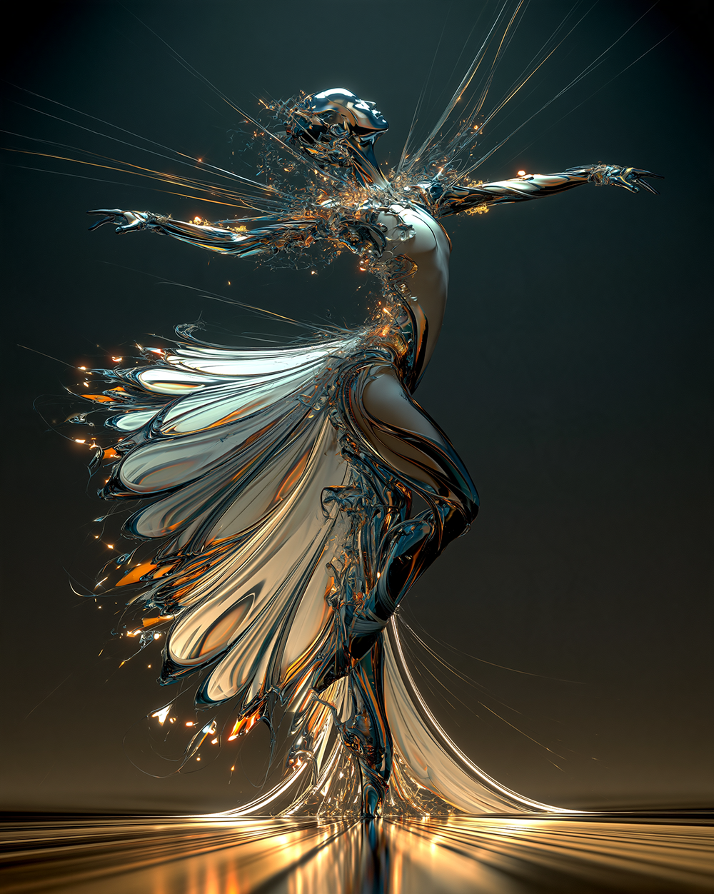 petal skirt leap dancer art