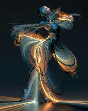 the cream and amber gown dancer art