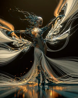 the droplet wing gown dancer art