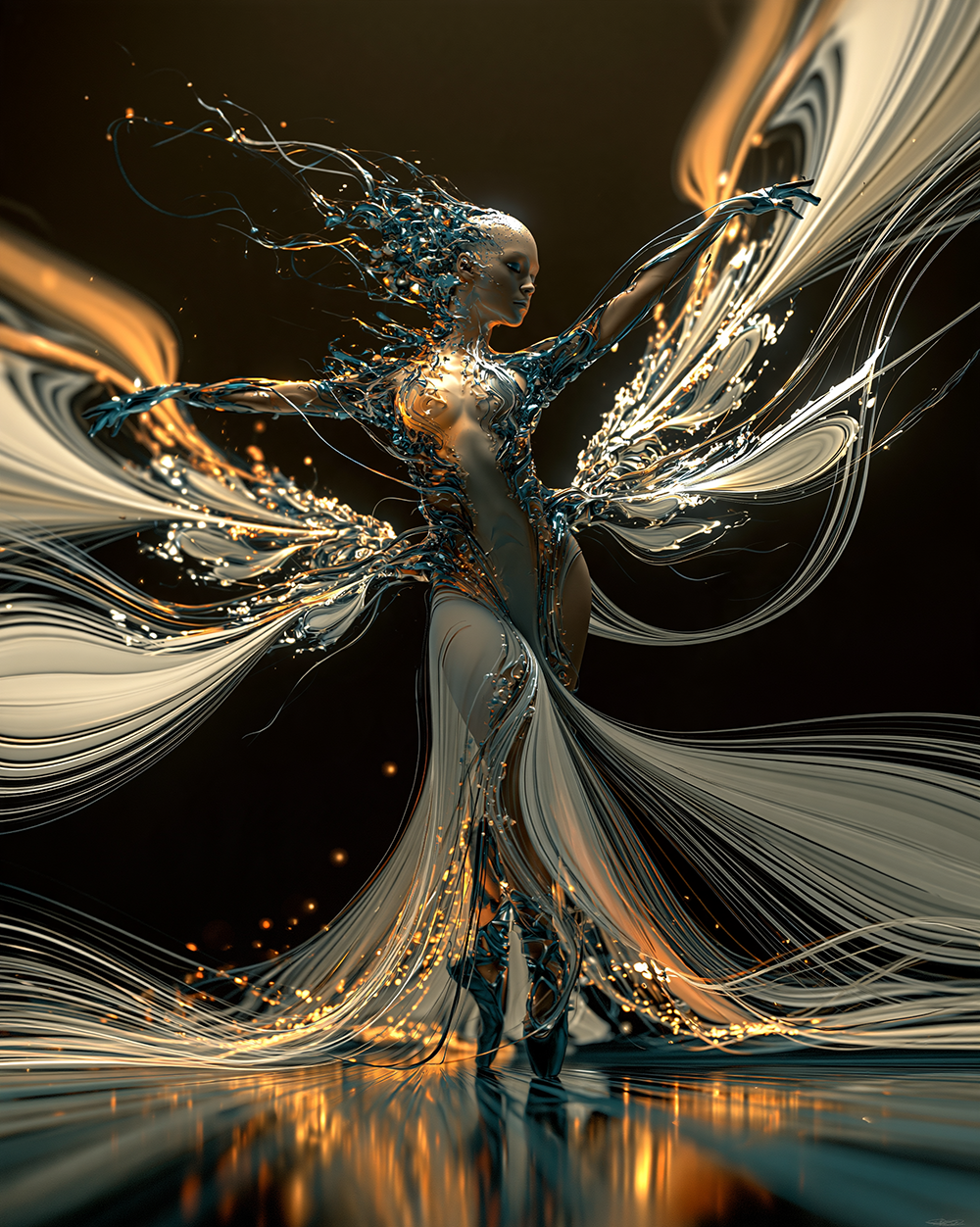 the droplet wing gown dancer art