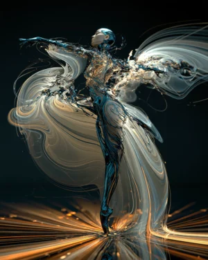 pale wings and gold spiral dancer art