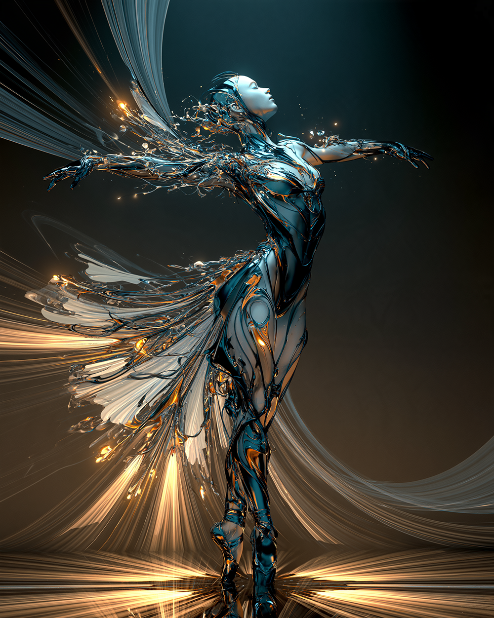 wind-caught wings dancer art