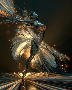 petal whirl in amber dancer art