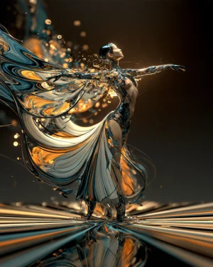 the blue-and-gold cape dancer art