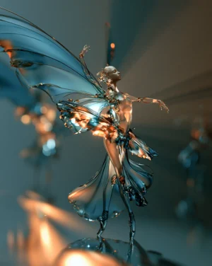 the blue wing arabesque dancer art