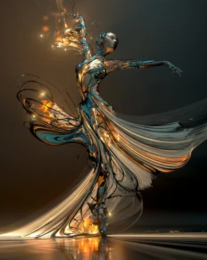 amber gown arabesque dancer art