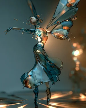wings of amber glass dancer art