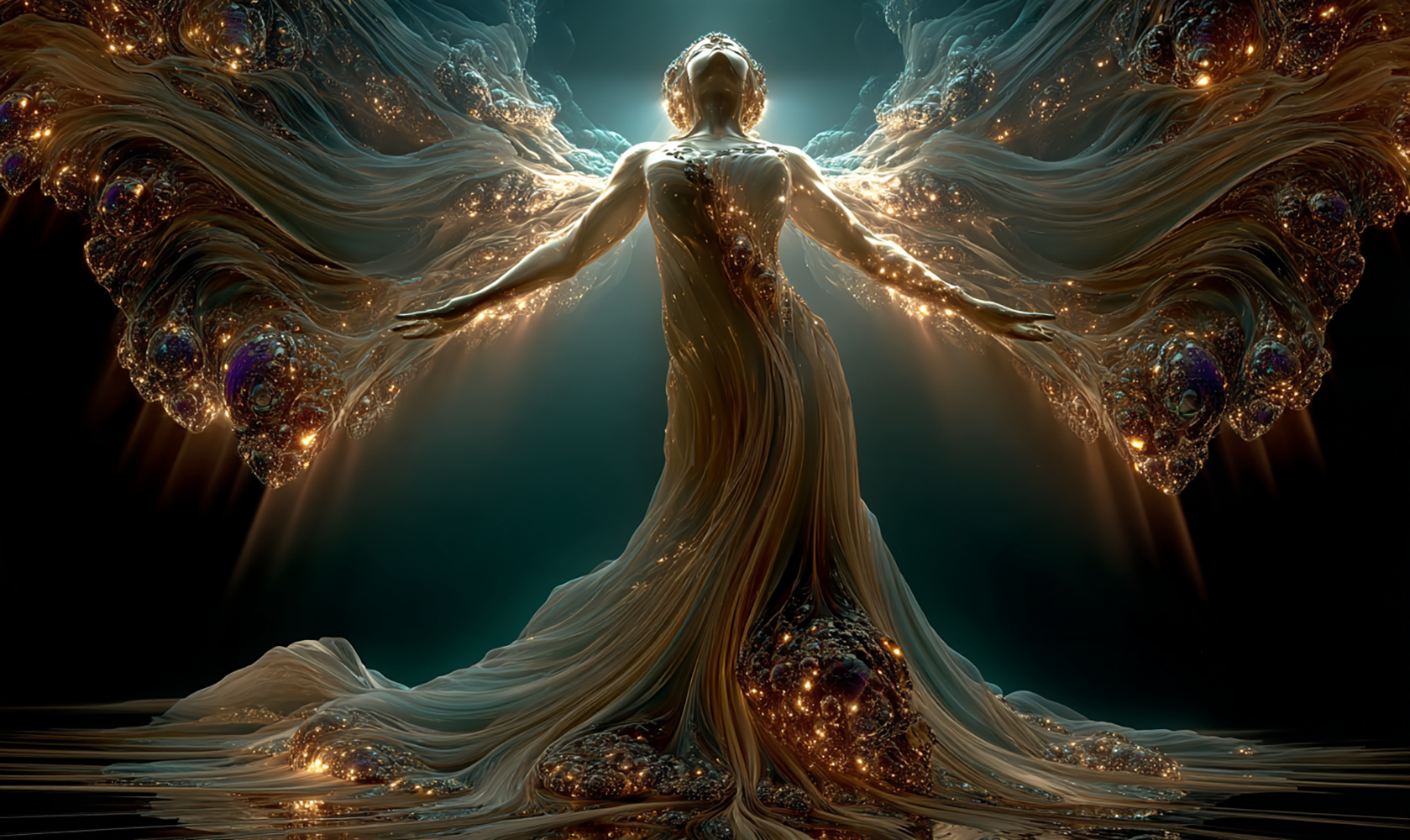 gold gown angel art