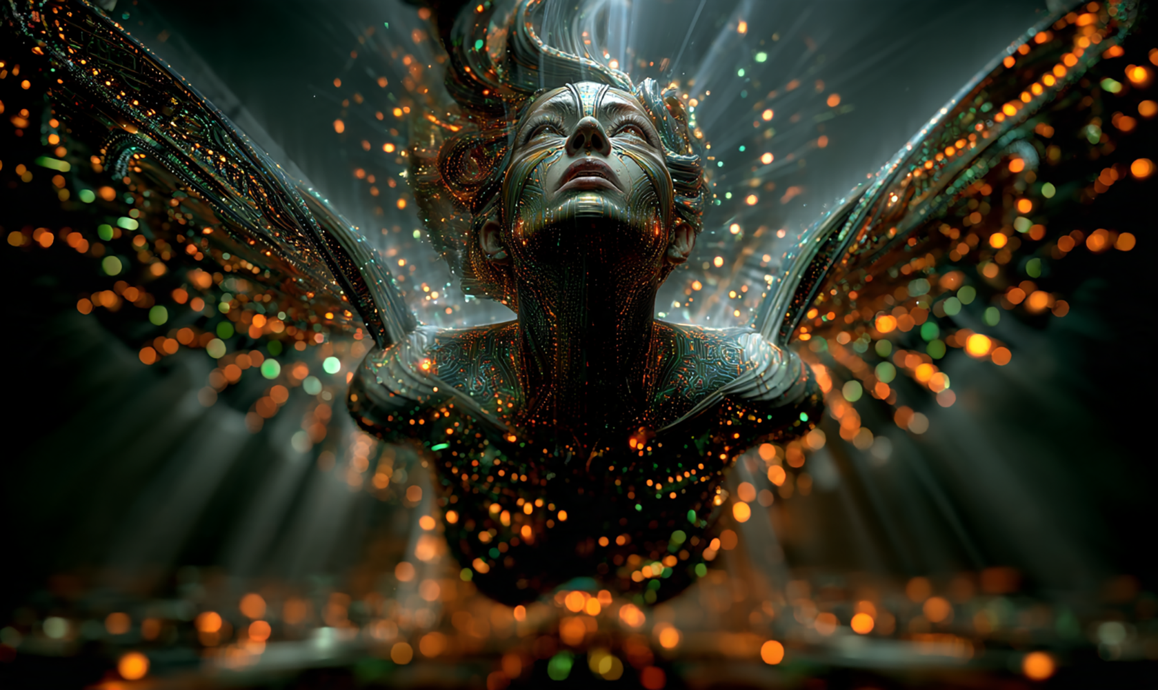 beaded wing bust art