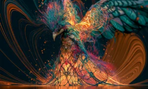 fire feather hawk art