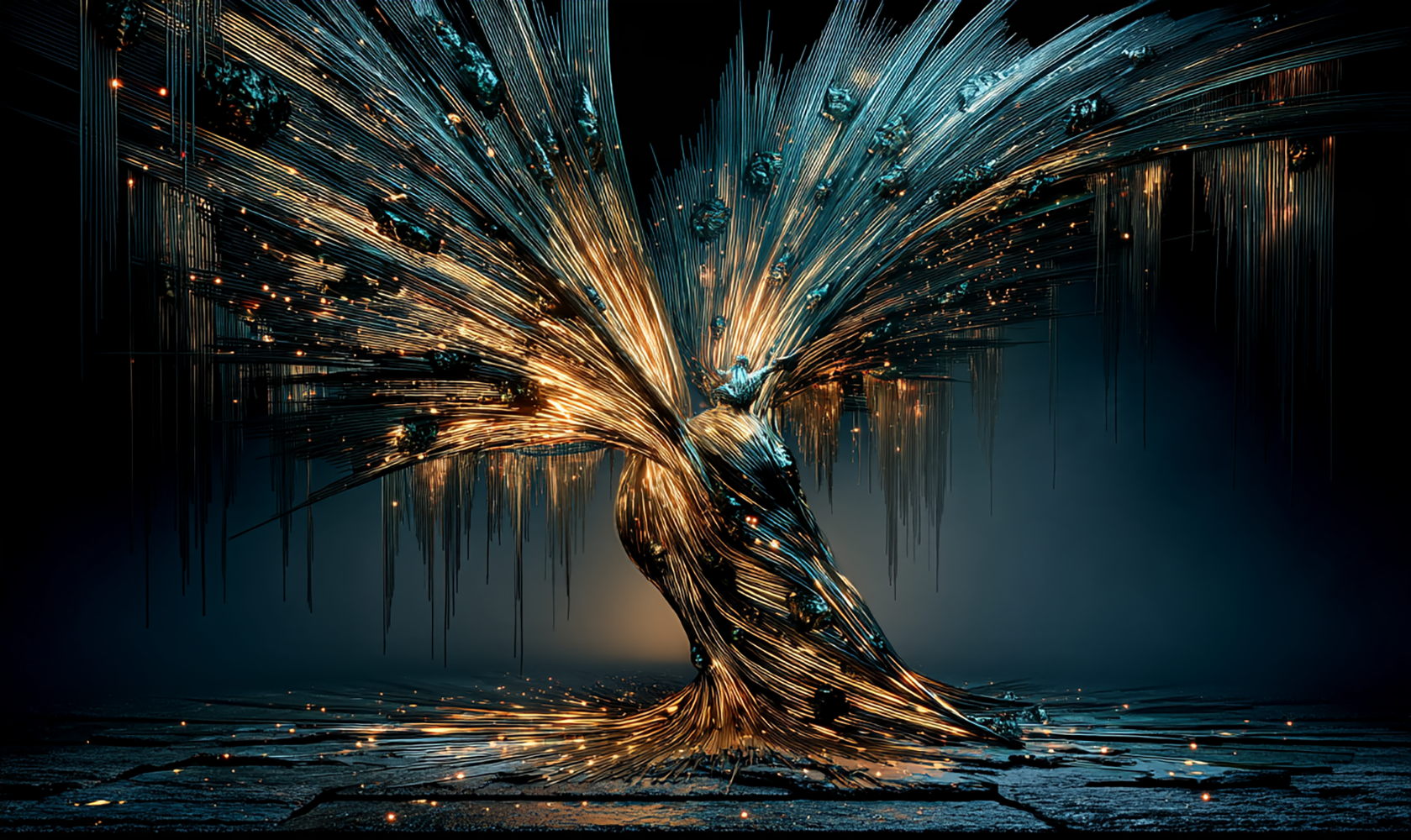 gilded tree wings art