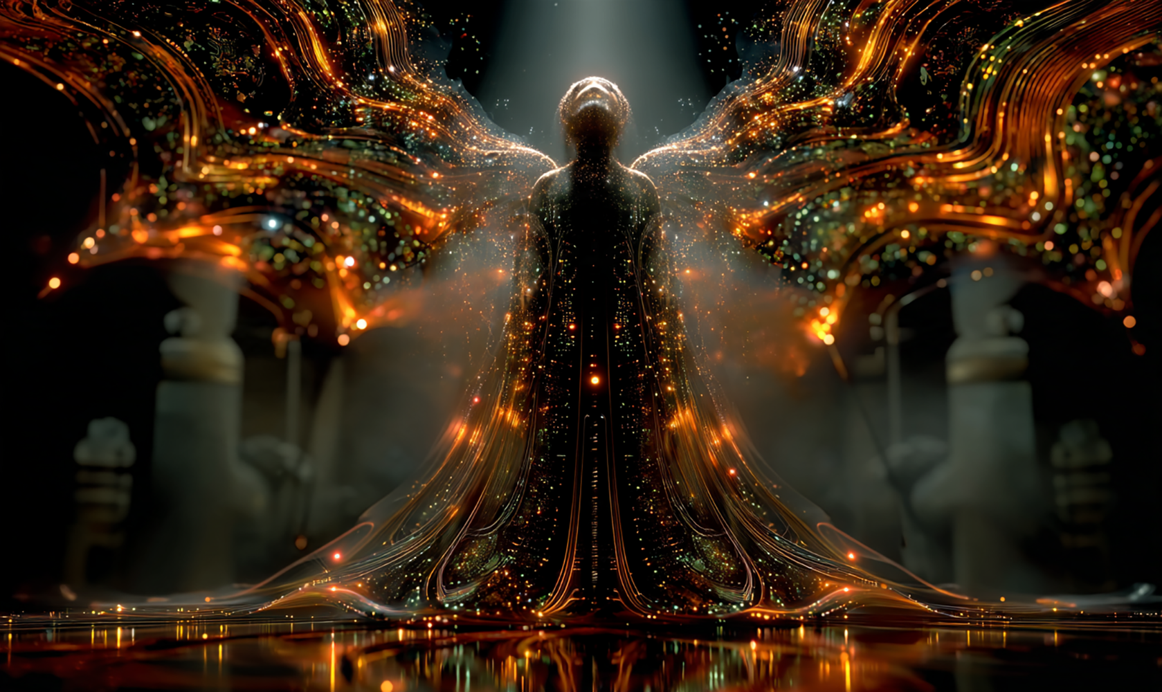 spark gown pillared hall art