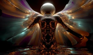 chrome torso angel art