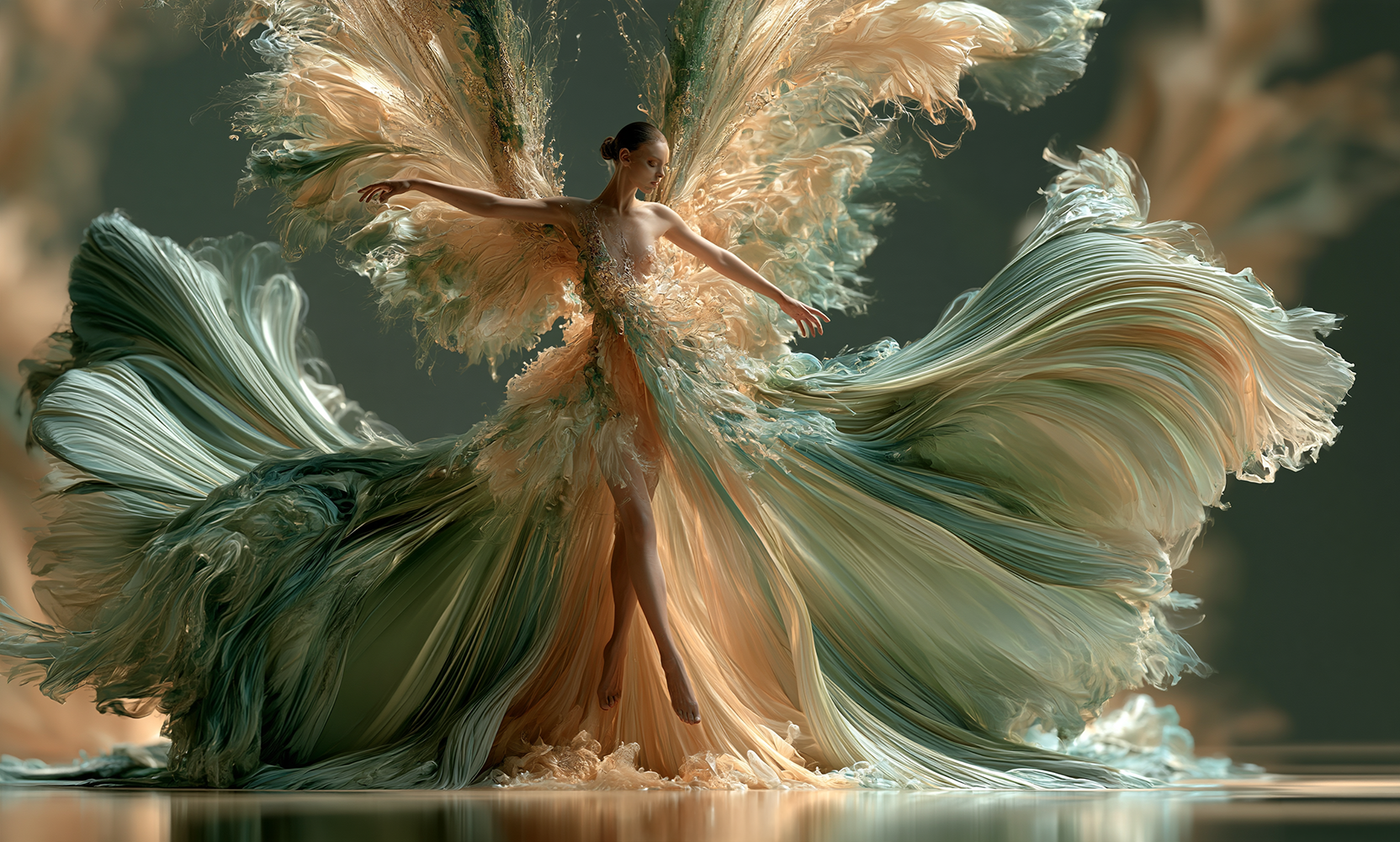 sage silk showpiece dancer art