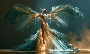 teal edged wings dancer art
