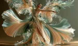 fan skirt pirouette dancer art