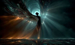 reaching silhouette wings art