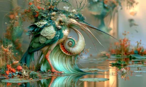 fish scale heron art