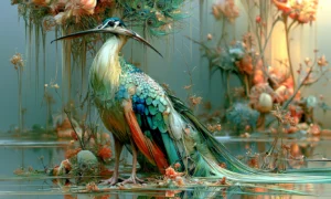 striped crown heron art