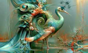 peacock necked bird art