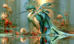 fan tail heron art