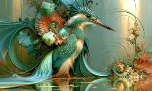 shell crown heron art