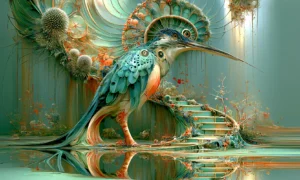 stair garden kingfisher art
