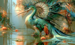 shell backed crane art