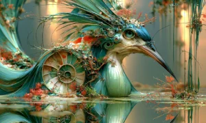 mask eyed kingfisher art