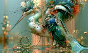 peacock feather heron art