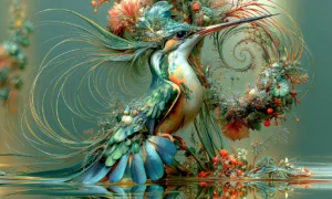 spiral wreath kingfisher art