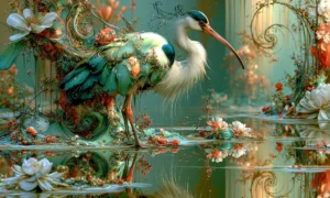 lotus garden heron art