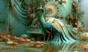 peacock piano art