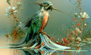 perched hummingbird art