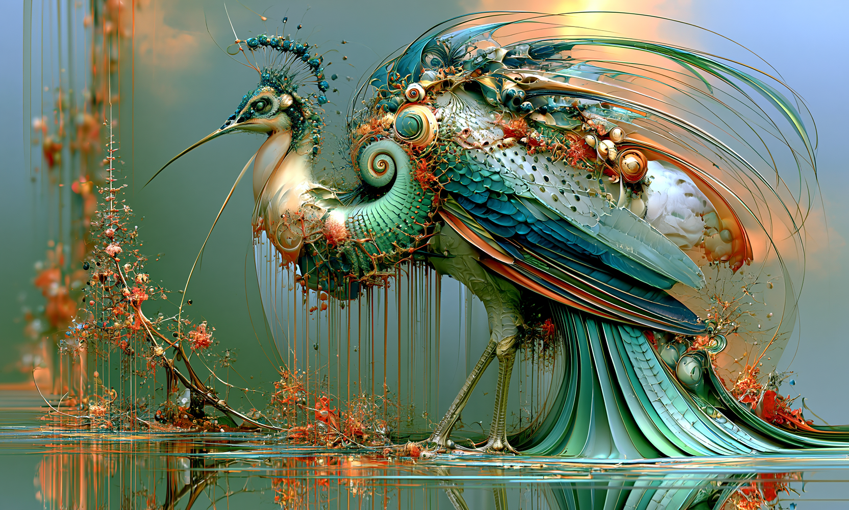 dotted shell peacock art