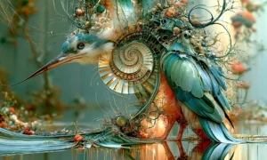 gold rayed kingfisher art