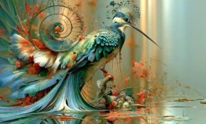 feather fan heron art