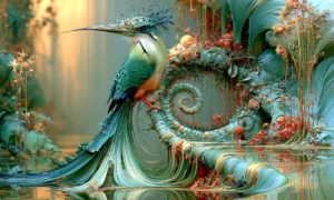 ring crest kingfisher art